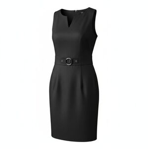 Ann Taylor Black Sleeveless Mini Dress with Belt